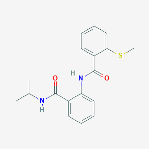 molecular formula C18H20N2O2S B3505910 N-{2-[(isopropylamino)carbonyl]phenyl}-2-(methylthio)benzamide 