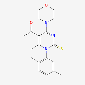 molecular formula C19H23N3O2S B3505969 1-[1-(2,5-dimethylphenyl)-6-methyl-4-(4-morpholinyl)-2-thioxo-1,2-dihydro-5-pyrimidinyl]ethanone 