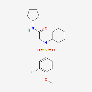 molecular formula C20H29ClN2O4S B3505984 N~2~-[(3-chloro-4-methoxyphenyl)sulfonyl]-N~2~-cyclohexyl-N~1~-cyclopentylglycinamide 