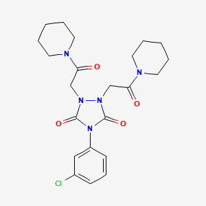 molecular formula C22H28ClN5O4 B3506013 4-(3-chlorophenyl)-1,2-bis[2-oxo-2-(1-piperidinyl)ethyl]-1,2,4-triazolidine-3,5-dione 
