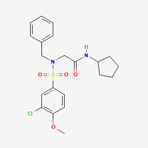 molecular formula C21H25ClN2O4S B3506062 N~2~-benzyl-N~2~-[(3-chloro-4-methoxyphenyl)sulfonyl]-N~1~-cyclopentylglycinamide 