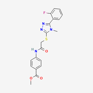 molecular formula C19H17FN4O3S B3506065 methyl 4-[({[5-(2-fluorophenyl)-4-methyl-4H-1,2,4-triazol-3-yl]thio}acetyl)amino]benzoate 