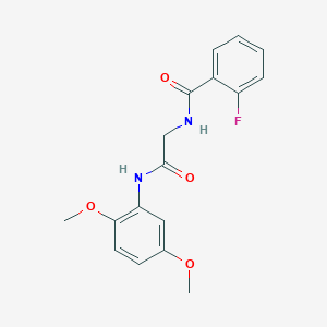 molecular formula C17H17FN2O4 B3506089 N-{2-[(2,5-dimethoxyphenyl)amino]-2-oxoethyl}-2-fluorobenzamide 