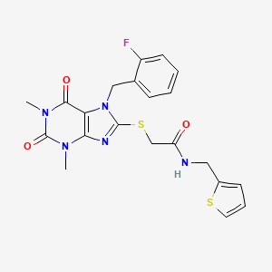molecular formula C21H20FN5O3S2 B3506103 2-{[7-(2-fluorobenzyl)-1,3-dimethyl-2,6-dioxo-2,3,6,7-tetrahydro-1H-purin-8-yl]thio}-N-(2-thienylmethyl)acetamide 