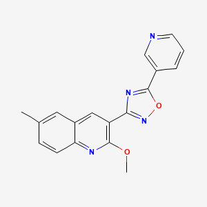 molecular formula C18H14N4O2 B3506110 2-methoxy-6-methyl-3-[5-(3-pyridinyl)-1,2,4-oxadiazol-3-yl]quinoline 