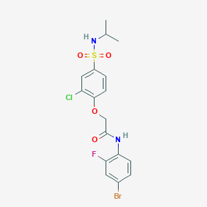 molecular formula C17H17BrClFN2O4S B3506115 N-(4-bromo-2-fluorophenyl)-2-{2-chloro-4-[(isopropylamino)sulfonyl]phenoxy}acetamide 