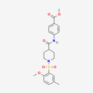molecular formula C22H26N2O6S B3506153 methyl 4-[({1-[(2-methoxy-5-methylphenyl)sulfonyl]-4-piperidinyl}carbonyl)amino]benzoate 