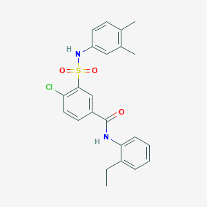 molecular formula C23H23ClN2O3S B3506207 4-chloro-3-{[(3,4-dimethylphenyl)amino]sulfonyl}-N-(2-ethylphenyl)benzamide 