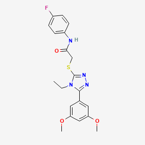 molecular formula C20H21FN4O3S B3506217 2-{[5-(3,5-dimethoxyphenyl)-4-ethyl-4H-1,2,4-triazol-3-yl]thio}-N-(4-fluorophenyl)acetamide 