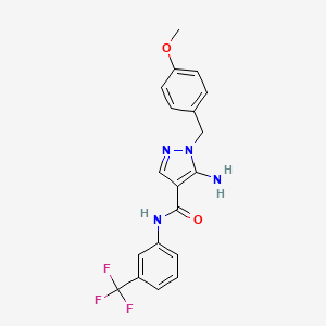 molecular formula C19H17F3N4O2 B3506225 5-amino-1-(4-methoxybenzyl)-N-[3-(trifluoromethyl)phenyl]-1H-pyrazole-4-carboxamide 