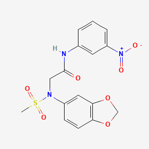 molecular formula C16H15N3O7S B3506237 N~2~-1,3-benzodioxol-5-yl-N~2~-(methylsulfonyl)-N~1~-(3-nitrophenyl)glycinamide 