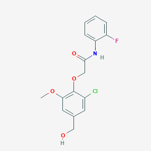 molecular formula C16H15ClFNO4 B3506288 2-[2-chloro-4-(hydroxymethyl)-6-methoxyphenoxy]-N-(2-fluorophenyl)acetamide 
