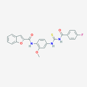 molecular formula C24H18FN3O4S B350630 N-[4-[(4-fluorobenzoyl)carbamothioylamino]-2-methoxyphenyl]-1-benzofuran-2-carboxamide CAS No. 425681-94-3