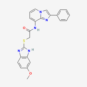 2-[(5-methoxy-1H-benzimidazol-2-yl)thio]-N-(2-phenylimidazo[1,2-a]pyridin-8-yl)acetamide