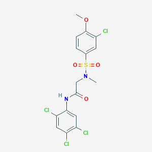 molecular formula C16H14Cl4N2O4S B3506351 N~2~-[(3-chloro-4-methoxyphenyl)sulfonyl]-N~2~-methyl-N~1~-(2,4,5-trichlorophenyl)glycinamide 