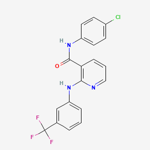 molecular formula C19H13ClF3N3O B3506379 N-(4-chlorophenyl)-2-{[3-(trifluoromethyl)phenyl]amino}nicotinamide 