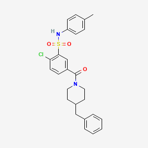 molecular formula C26H27ClN2O3S B3506386 5-[(4-benzyl-1-piperidinyl)carbonyl]-2-chloro-N-(4-methylphenyl)benzenesulfonamide 