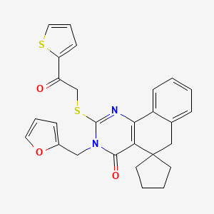 molecular formula C27H24N2O3S2 B3506423 3-(2-furylmethyl)-2-{[2-oxo-2-(2-thienyl)ethyl]thio}-3H-spiro[benzo[h]quinazoline-5,1'-cyclopentan]-4(6H)-one 