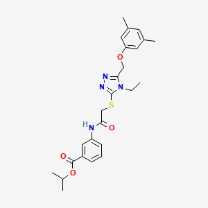 molecular formula C25H30N4O4S B3506439 isopropyl 3-{[({5-[(3,5-dimethylphenoxy)methyl]-4-ethyl-4H-1,2,4-triazol-3-yl}thio)acetyl]amino}benzoate 