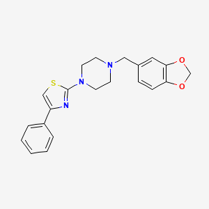 molecular formula C21H21N3O2S B3506454 1-(1,3-benzodioxol-5-ylmethyl)-4-(4-phenyl-1,3-thiazol-2-yl)piperazine 