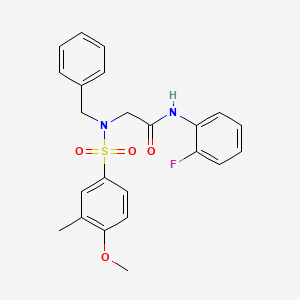 molecular formula C23H23FN2O4S B3506475 N~2~-benzyl-N~1~-(2-fluorophenyl)-N~2~-[(4-methoxy-3-methylphenyl)sulfonyl]glycinamide 