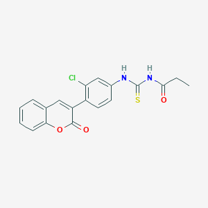 molecular formula C19H15ClN2O3S B3506481 N-({[3-chloro-4-(2-oxo-2H-chromen-3-yl)phenyl]amino}carbonothioyl)propanamide 