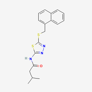 molecular formula C18H19N3OS2 B3506488 3-methyl-N-{5-[(1-naphthylmethyl)thio]-1,3,4-thiadiazol-2-yl}butanamide 
