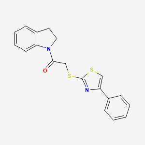 molecular formula C19H16N2OS2 B3506541 1-{[(4-phenyl-1,3-thiazol-2-yl)thio]acetyl}indoline 