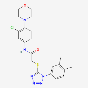 molecular formula C21H23ClN6O2S B3506548 N-[3-chloro-4-(4-morpholinyl)phenyl]-2-{[1-(3,4-dimethylphenyl)-1H-tetrazol-5-yl]thio}acetamide 