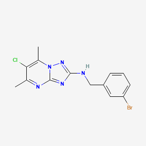 molecular formula C14H13BrClN5 B3506558 N-(3-bromobenzyl)-6-chloro-5,7-dimethyl[1,2,4]triazolo[1,5-a]pyrimidin-2-amine 