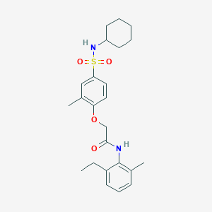 molecular formula C24H32N2O4S B3506612 2-{4-[(cyclohexylamino)sulfonyl]-2-methylphenoxy}-N-(2-ethyl-6-methylphenyl)acetamide 