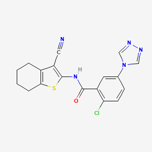 molecular formula C18H14ClN5OS B3506616 2-chloro-N-(3-cyano-4,5,6,7-tetrahydro-1-benzothien-2-yl)-5-(4H-1,2,4-triazol-4-yl)benzamide 