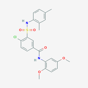 molecular formula C23H23ClN2O5S B3506682 4-chloro-N-(2,5-dimethoxyphenyl)-3-{[(2,4-dimethylphenyl)amino]sulfonyl}benzamide 