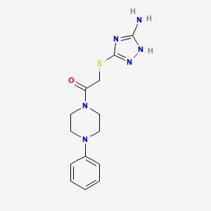 molecular formula C14H18N6OS B3506700 5-{[2-oxo-2-(4-phenyl-1-piperazinyl)ethyl]thio}-1H-1,2,4-triazol-3-amine 