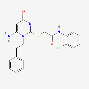 molecular formula C20H19ClN4O2S B3506784 2-{[6-amino-4-oxo-1-(2-phenylethyl)-1,4-dihydropyrimidin-2-yl]thio}-N-(2-chlorophenyl)acetamide 