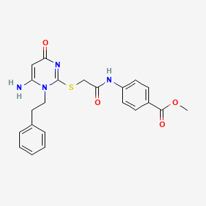 molecular formula C22H22N4O4S B3506786 methyl 4-[({[6-amino-4-oxo-1-(2-phenylethyl)-1,4-dihydropyrimidin-2-yl]thio}acetyl)amino]benzoate 