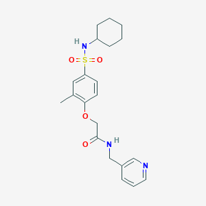 molecular formula C21H27N3O4S B3506814 2-{4-[(cyclohexylamino)sulfonyl]-2-methylphenoxy}-N-(3-pyridinylmethyl)acetamide 