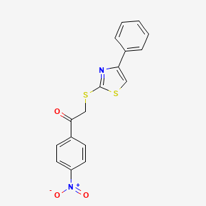molecular formula C17H12N2O3S2 B3506821 1-(4-nitrophenyl)-2-[(4-phenyl-1,3-thiazol-2-yl)thio]ethanone 