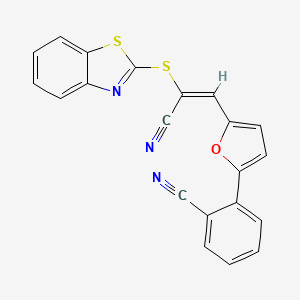 molecular formula C21H11N3OS2 B3506904 2-{5-[2-(1,3-benzothiazol-2-ylthio)-2-cyanovinyl]-2-furyl}benzonitrile 