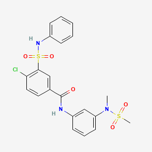 molecular formula C21H20ClN3O5S2 B3506917 3-(anilinosulfonyl)-4-chloro-N-{3-[methyl(methylsulfonyl)amino]phenyl}benzamide 