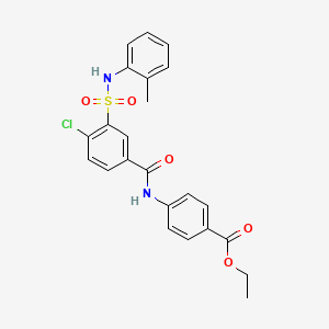 molecular formula C23H21ClN2O5S B3506921 ethyl 4-[(4-chloro-3-{[(2-methylphenyl)amino]sulfonyl}benzoyl)amino]benzoate 