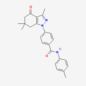 molecular formula C24H25N3O2 B3506929 N-(4-methylphenyl)-4-(3,6,6-trimethyl-4-oxo-4,5,6,7-tetrahydro-1H-indazol-1-yl)benzamide 