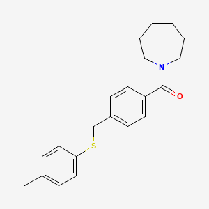 molecular formula C21H25NOS B3506936 1-(4-{[(4-methylphenyl)thio]methyl}benzoyl)azepane 