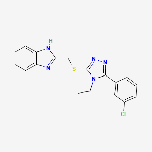 molecular formula C18H16ClN5S B3506955 2-({[5-(3-chlorophenyl)-4-ethyl-4H-1,2,4-triazol-3-yl]thio}methyl)-1H-benzimidazole 