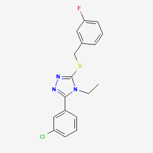 molecular formula C17H15ClFN3S B3506961 3-(3-chlorophenyl)-4-ethyl-5-[(3-fluorobenzyl)thio]-4H-1,2,4-triazole 