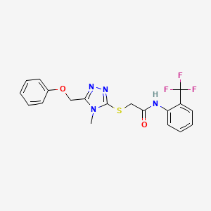 molecular formula C19H17F3N4O2S B3506999 2-{[4-methyl-5-(phenoxymethyl)-4H-1,2,4-triazol-3-yl]thio}-N-[2-(trifluoromethyl)phenyl]acetamide 