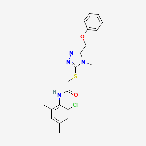 molecular formula C20H21ClN4O2S B3507007 N-(2-chloro-4,6-dimethylphenyl)-2-{[4-methyl-5-(phenoxymethyl)-4H-1,2,4-triazol-3-yl]thio}acetamide 