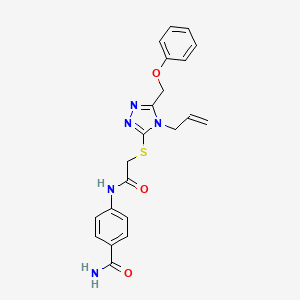 molecular formula C21H21N5O3S B3507020 4-[({[4-allyl-5-(phenoxymethyl)-4H-1,2,4-triazol-3-yl]thio}acetyl)amino]benzamide 