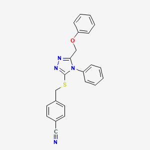 molecular formula C23H18N4OS B3507023 4-({[5-(phenoxymethyl)-4-phenyl-4H-1,2,4-triazol-3-yl]thio}methyl)benzonitrile 