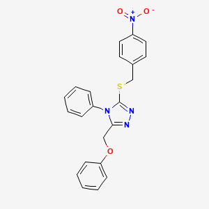 molecular formula C22H18N4O3S B3507034 3-[(4-nitrobenzyl)thio]-5-(phenoxymethyl)-4-phenyl-4H-1,2,4-triazole 